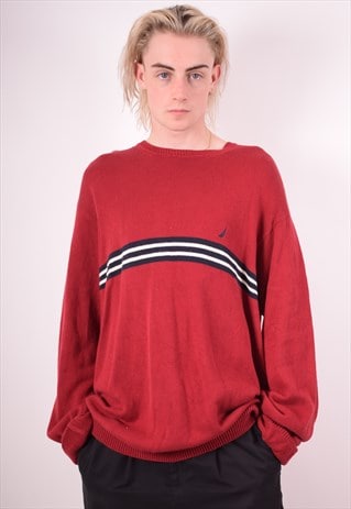 NAUTICA MENS VINTAGE JUMPER SWEATER XXL MAROON 90S