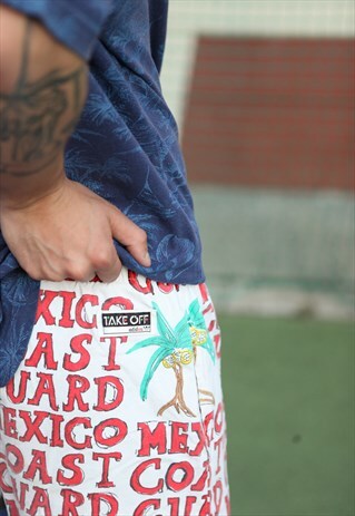 VINTAGE 80'S ADIDAS ORIGINALS TAKE OFF PRINTED SHORTS