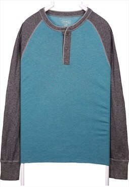 L.L.Bean 90's Quarter Button Crewneck Sweatshirt Large Blue