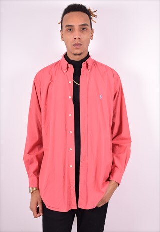 RALPH LAUREN MENS VINTAGE SHIRT LARGE RED 90'S