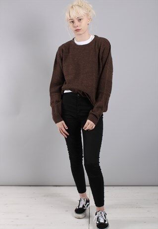 VINTAGE BROWN SLOUCHY 80'S OVERSIZE JUMPER