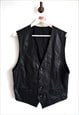 Vintage Black Genuine Leather Vest Biker Rocker Top Classic