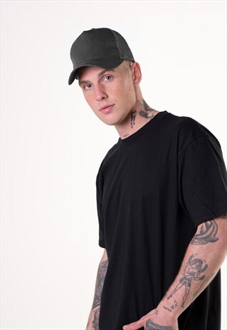 ESSENTIAL TRUCKER MESH AIR BASEBALL HAT CAP - CHARCOAL GREY