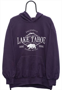 Vintage Lake Tahoe Graphic Purple Hoodie Mens