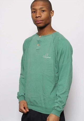 VINTAGE CHAMPION LOGO LONG SLEEVE T-SHIRT GREEN