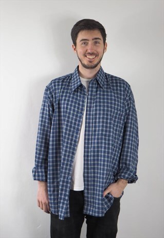 VINTAGE BLUE SMALL CHECKED SHIRT
