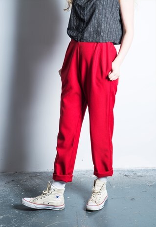 VINTAGE 1990S RED HIGH-WAISTED TROUSER