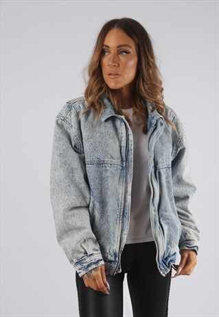 VINTAGE SHERPA LINED DENIM BOMBER JACKET OVERSIZED (JR3C)