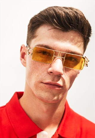 KAISER - SQUARE 90'S YELLOW LENS SUNGLASSES
