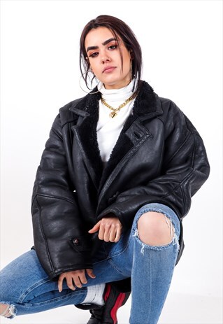 VINTAGE SHERPA LINED LEATHER JACKET J3227