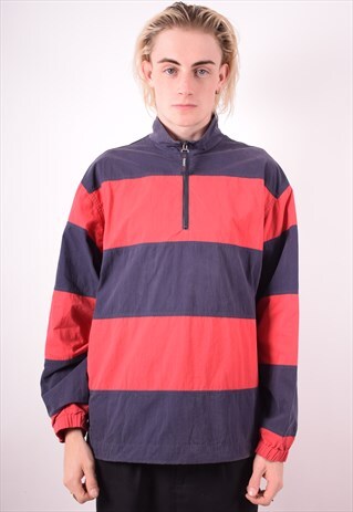 GANT MENS VINTAGE PULLOVER JACKET MEDIUM RED STRIPES 90S
