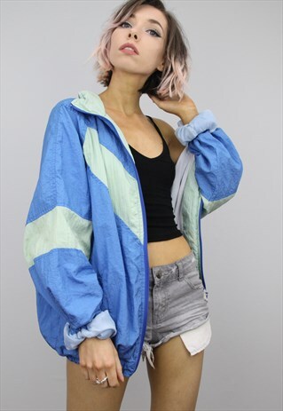 VINTAGE 80S 90S OVERSIZED SHELL SUIT FESTIVAL JACKET