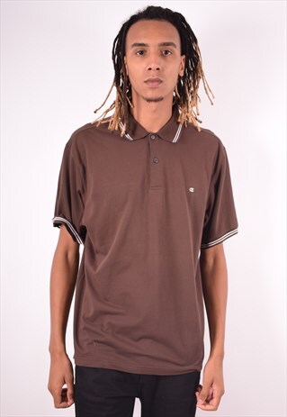 CHAMPION MENS VINTAGE POLO SHIRT XXL BROWN 90S