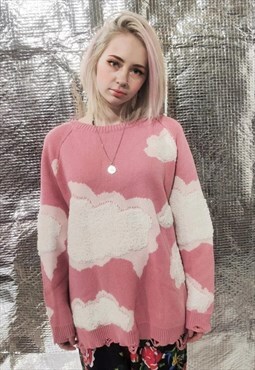 Cloud fleece sweater sky knit jumper space top pastel pink