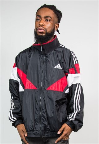 90'S ADIDAS BLACK WINDBREAKER JACKET