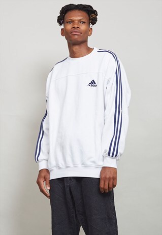 STRIPPED WHITE CLASSIC 90S ADIDAS SWEATSHIRT