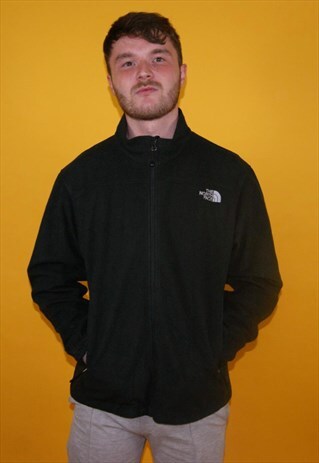 VINTAGE THE NORTH FACE WINDWALL FLEECE JACKET BLACK. LARGE