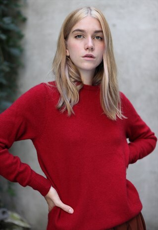 VINTAGE 90'S PURE CASHMERE JUMPER IN RED