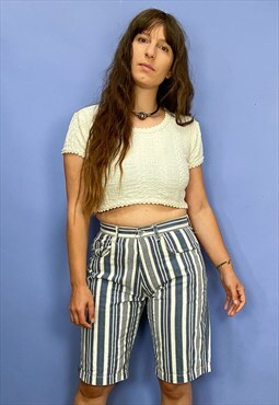 Vintage 90's High Waisted Stripe Long Shorts