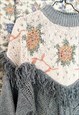 VINTAGE 80'S FLORAL PASTEL KNIT JUMPER- M/L