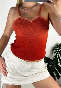 Vintage 90s Knitted Orange Vest Top