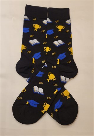 Reading Pattern Cozy Socks (One Size) in Black Color