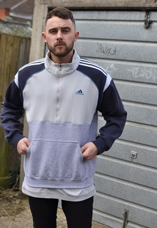 90'S VINTGE ADIDAS REWORK HALF ZIP TRACK JACKET SWEATSHIRT