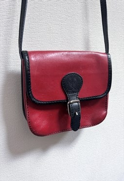 italian Vintage Small Red Leather Bag / Cross Body Bag 