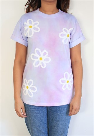 SUPER CUTE FLOWER POWER T SHIRT IN GALAXY PASTEL TIE DYE