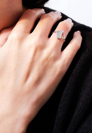 HALF TRIANGLE STERLING SILVER RING