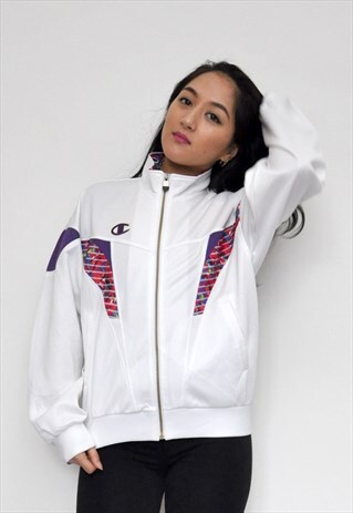 90S CHAMPION WHITE WINDBREAK TRACK JACKET