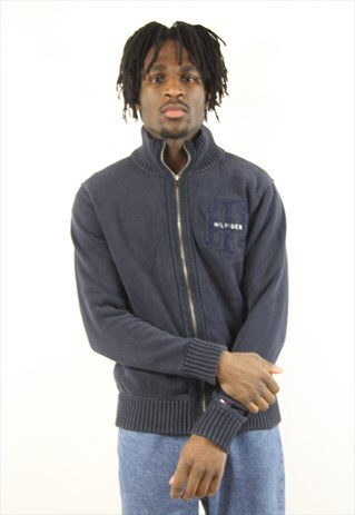 VINTAGE TOMMY HILFIGER NAVY ZIP-UP JUMPER