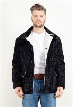 Vintage 70's Faux Fur Jacket in Black