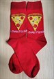 PIECE OF PIZZA PATTERN COZY SOCKS IN RED