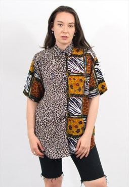 Vintage 90s shirt in animal pattern embellished top