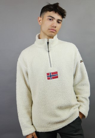 WHITE TEDDY BEAR NAPAPIJRI 1/4 ZIP FLEECE