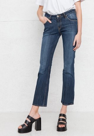 VINTAGE LEE SLIM BOOT CUT JEANS IN BLUE DENIM