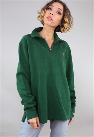 VINTAGE RETRO OVERSIZED POLO RALPH LAUREN 1/4 ZIP SWEATSHIRT