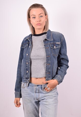 CALVIN KLEIN WOMENS VINTAGE DENIM JACKET MEDIUM BLUE 90'S