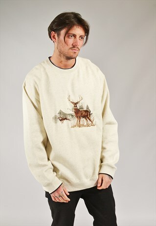 VINTAGE DEER SWEATSHIRT BEIGE