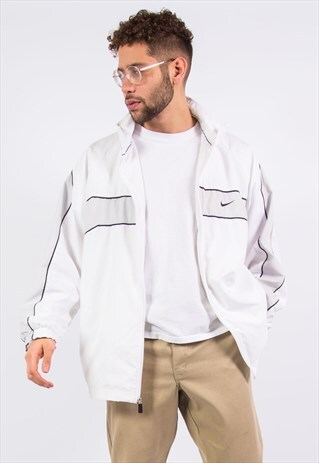 Y2K NIKE WHITE TRACKSUIT JACKET TOP