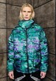 TIE-DYE BOMBER REVERSIBLE JACKET ABSTRACT GRAFFITI PUFFER