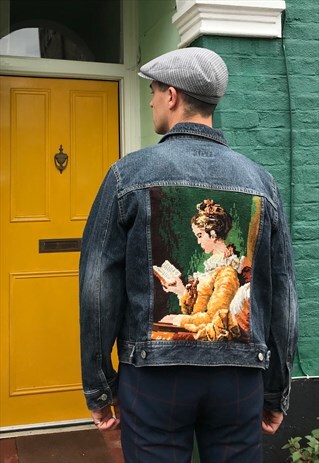 FRANKIE. DENIM JACKET REWORKED WITH VINTAGE TAPESTRY