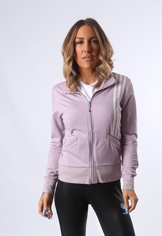 ADIDAS TRACK SUIT TOP JACKET FITTED VINTAGE UK 10 (E4G)