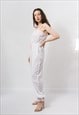 VINTAGE PAJAMA JUMPSUIT IN WHITE LINGERIE ONE PIECE