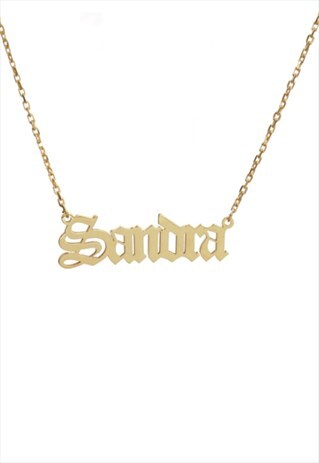 GOLD OLD ENGLISH PERSONALISED NAMEPLATE NECKLACE