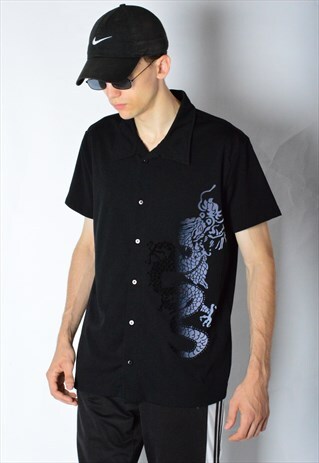 VINTAGE 90S BLACK DRAGON SHORT SLEEVE SHIRT