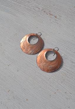 Bronze round large earrings 