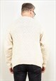 VINTAGE 90'S MEN CABLE KNIT CARDIGAN IN CREAM