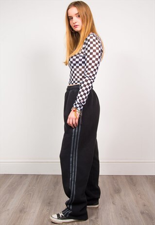 VINTAGE ADIDAS BLACK JOGGERS JOGGING BOTTOMS